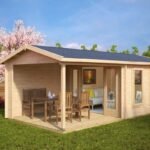 Abri de jardin avec auvent au sol « Nora E » 9m² | 44mm