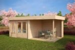Abri de jardin au sol « Lucas D » avec auvent 9m² | 44mm – Image 2