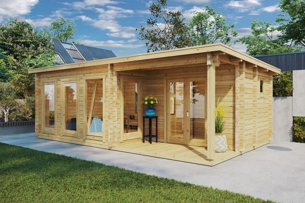 garden-log-cabin-malaga-2-G0241-01-600x400 Bureau de jardin en kit « Nora D » 8,5m² | 44mm – Image 1