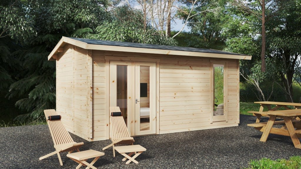 Petit chalet en bois 15m2 Petit Chalet de jardin "Mia 1" 15m² | 44mm – Image 1