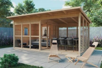 Abri de jardin pool house « Lucas D » 9m² | 44mm
