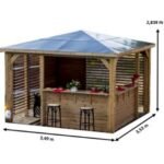 Pool House Blueterm en bois 12.32 m² - 2 parois ventelles et 2 comptoirs, Pose Sans – Image 5