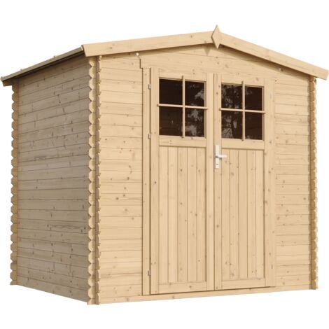 124289761_1 Timbela – Abri de jardin bois 4,33 m² avec double porte verrouillable – Dimensions L236 x l226 x H218 cm – Pin nordique traité – M369F – Image 1