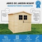 Timbela – Abri de jardin bois 4,33 m² avec double porte verrouillable – Dimensions L236 x l226 x H218 cm – Pin nordique traité – M369F – Image 2