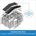 Abri de Jardin en Bois Naturel - Stockage extérieur avec fenêtres- H246x418x220 cm/8 m² hangar en bois naturel - Atelier rangement outils et vélos- TIMBELA M332 – Image 3