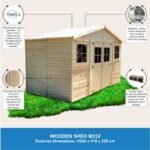 Abri de Jardin en Bois Naturel - Stockage extérieur avec fenêtres- H246x418x220 cm/8 m² hangar en bois naturel - Atelier rangement outils et vélos- TIMBELA M332 – Image 4
