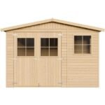 Abri de Jardin en Bois Naturel - Stockage extérieur avec fenêtres- H226x324x216 cm/6 m² hangar en bois naturel - Atelier rangement outils et vélos- Timbela M334 – Image 7