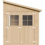 Abri de Jardin en Bois Naturel (sans paroi latérale)- Stockage extérieur avec fenêtres- H243x216x318 cm/6 m2, hangar en bois naturel - Atelier rangement outils et vélos- TIMBELA M339