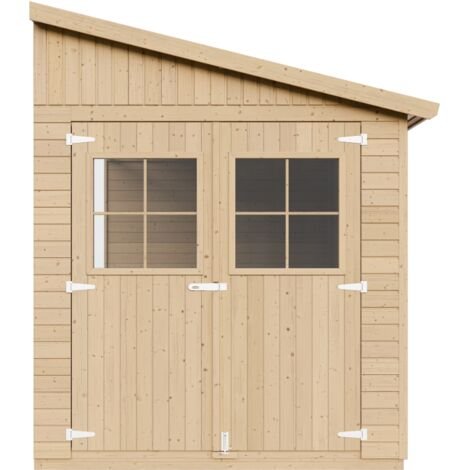 26985003_1 Abri de Jardin en Bois Naturel (sans paroi latérale)- Stockage extérieur avec fenêtres- H243x216x318 cm/6 m2, hangar en bois naturel - Atelier rangement outils et vélos- TIMBELA M339 – Image 1
