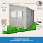 Abri de Jardin en Bois Naturel (sans paroi latérale)- Stockage extérieur avec fenêtres- H243x216x318 cm/6 m2, hangar en bois naturel - Atelier rangement outils et vélos- TIMBELA M339 – Image 5