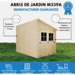 Abri de Jardin en Bois Naturel (avec paroi latérale) - Stockage extérieur avec fenêtres- H244x218x318 cm/6 m2, hangar en bois naturel - Atelier rangement outils et vélos- TIMBELA M339A – Image 3