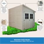 Abri de Jardin en Bois Naturel (avec paroi latérale) - Stockage extérieur avec fenêtres- H244x218x318 cm/6 m2, hangar en bois naturel - Atelier rangement outils et vélos- TIMBELA M339A – Image 2