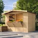 Grand stand de vendeur TIMBELA M150 - Avec comptoir 6 m2 - Deux fenêtres - Extérieures - Dimensions H232x336x263 cm – Image 4