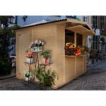 Grand stand de vendeur TIMBELA M150 - Avec comptoir 6 m2 - Deux fenêtres - Extérieures - Dimensions H232x336x263 cm – Image 9