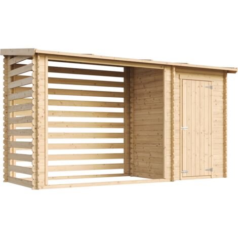 30525103_1 TIMBELA M205 Abri de jardin+ Chalet pour vélos - 348 x 146 cm - 2,54 m2+1,1 m2 – Image 1
