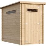 Timbela – Abri de jardin en bois M306A – Dimensions l239xL144xH198 cm – Surface 2,63 m² – Toit imperméable avec fenêtres en plexiglas