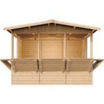 Timbela – Abri de jardin en bois 6m² – M150B – Dimensions 263x336x232 cm – Pin nordique – Toit en tôle ondulée – Porte verrouillable - H232x336x263 – Image 2