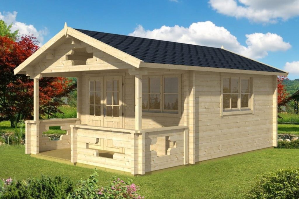 Studio de jardin 20m2 SOMMERLAND A avec auvent Studio de jardin avec auvent « Sommerland A » | 4 x 4 m – Image 1