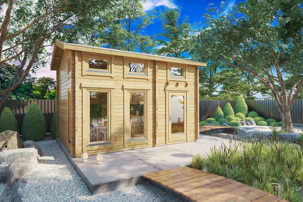 Chalet bois 20m2 habitable avec mezzanine Chalet bois avec mezzanine sans permis « Bruno 1 » | 5 x 4 m – Image 1