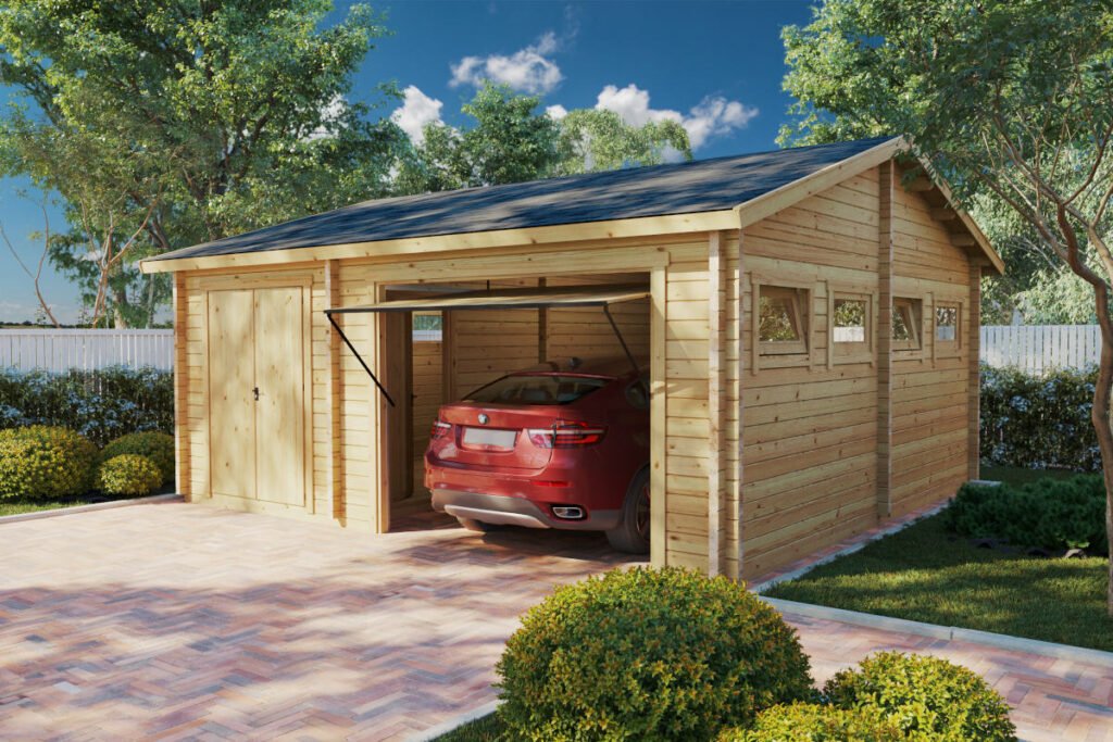 Garage en kit 40m2 Garage en kit bois « Garage Q » | 6 x 7 m – Image 1