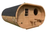 Grand sauna ovale avec terrasse | 4 x 4 m – Image 2