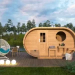 Petit sauna ovale extérieur | 4 x 2 m