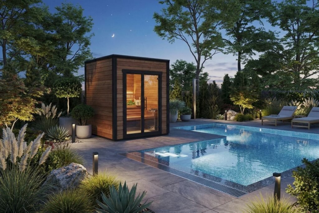Small Modern Outdoor Sauna Room "Lyse" | G0426 | Fjord Series Petit sauna extérieur « Lyse » | 2 x 2 m – Image 1