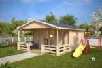 Bungalow bois avec auvent et terrasse « Henry » | 6 x 4 m