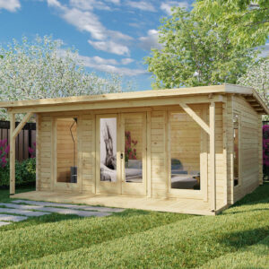 Chalet de jardin avec auvent « Costa A » 19 m² | 5 x 5 m