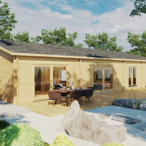 Maison en bois en kit « Madrid » 124 m² | 15 x 9 m
