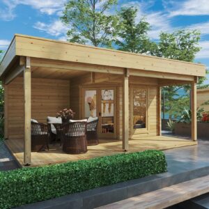 Petit abri de jardin avec terrasse « Remo-3 » 7 m² | 6 x 4 m