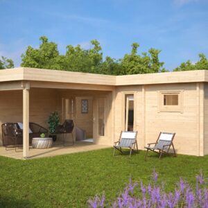 Cabine sauna et pool house bois « Corner Sauna » 22 m² | 7 x 3 m