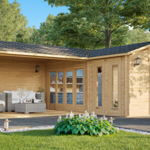 Chalet de jardin avec auvent « Hansa Corner B » 18 m² | 3 x 6 m
