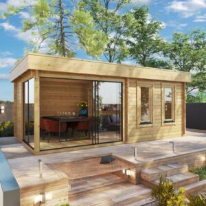 Véranda bois toit plat « Aurora » 18 m² | 6 x 3 m