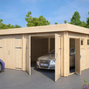 Garage en bois 2 voitures « Hansa F1 » 31 m² | 6 x 6 m