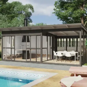 Kota barbecue avec véranda « Elias XL » 10 m² | 7 x 3 m