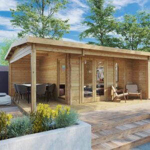 Abri de jardin avec auvent et terrasse « Garden Studio XL » 15 m² | 6 x 5 m