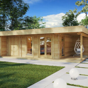 Chalet de jardin moderne toit plat « Hansa Lounge XXL » 22 m² | 8 x 5 m