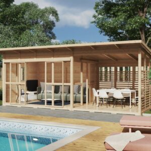Abri avec auvent en kit « Elias XL » 10 m² | 7 x 3 m