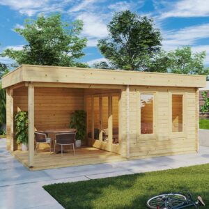 Abri de jardin avec auvent « Lucas E » 9 m² | 6 x 3 m